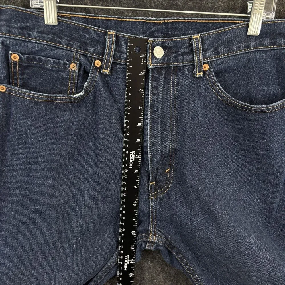 Levis 505 Jeans Men's 36x32 Blue Dark Wash Regular Fit Straight Leg Denim Cotton